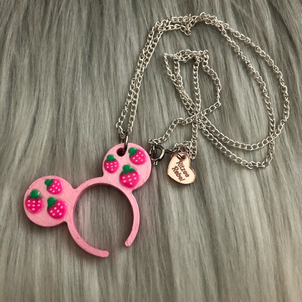Ritzee Rebel Mouse Ears Necklace - Strawberry Milk